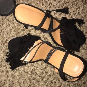 Strap up Fringe Stiletto Heels